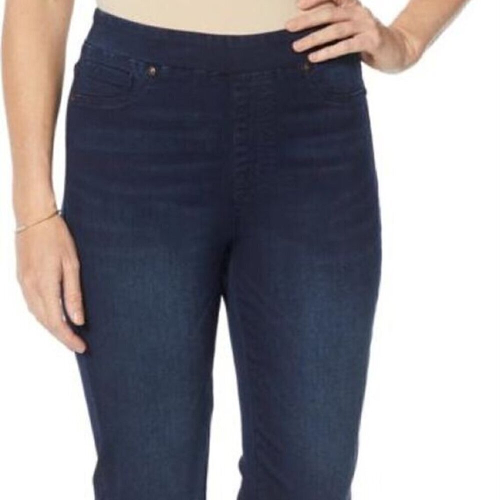 DG2 Diane Gilman Women Size 5XT Grey Stretch Denim Cropped Pull-On Jeans Casual